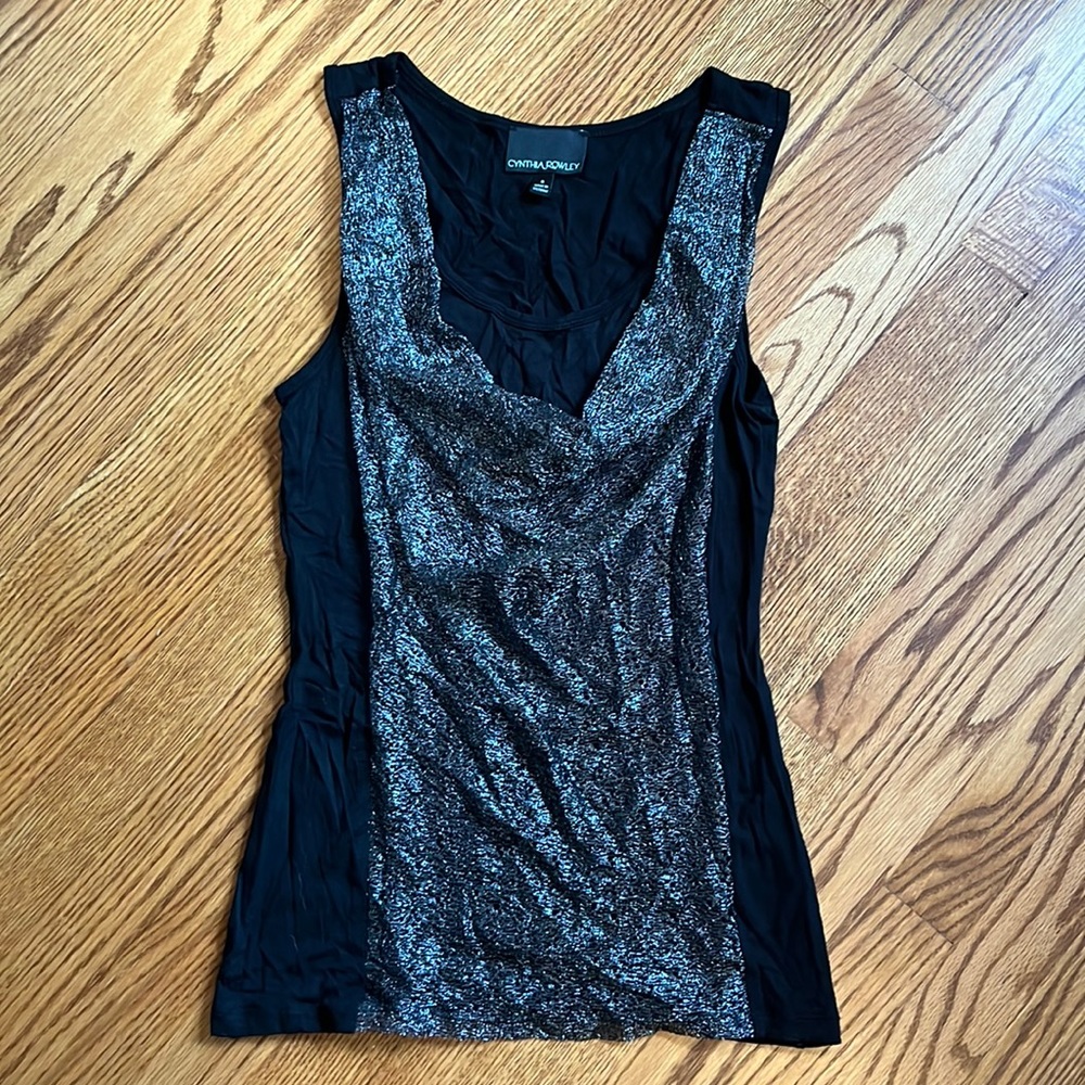 Cynthia Rowley Small Black Top with Grey/Silver Accent